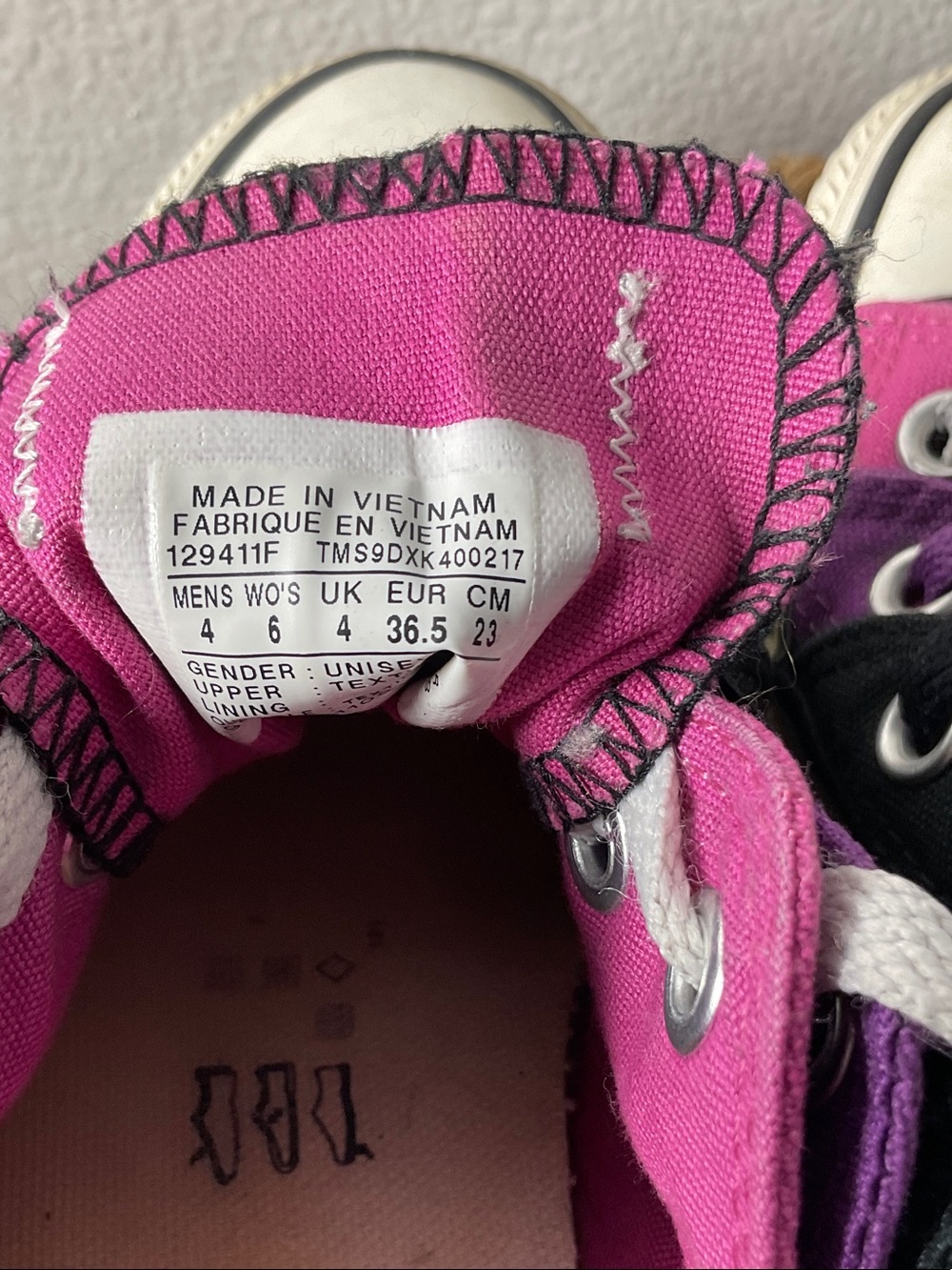Converse All Star 129411F Pink Purple Black Patchwork Low Top Women’s 6/Kids 4 - Picture 8 of 9
